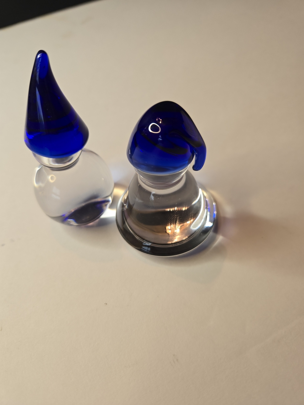 Hadeland Glassverk Blånisser Lena Hansson Pair Father & Mother Blue Hat Gnomes